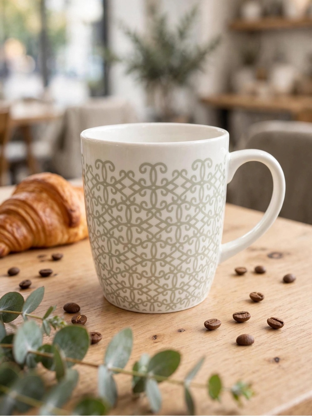 Starbucks White & Grey Ornate Patterned Mug